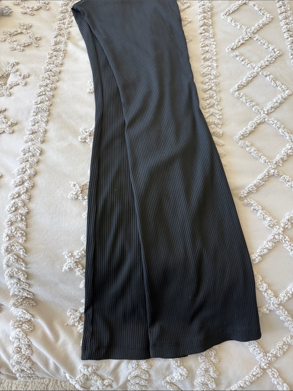 Divided Black Ribbed Wide-Leg Pants - Picture 3 of 6